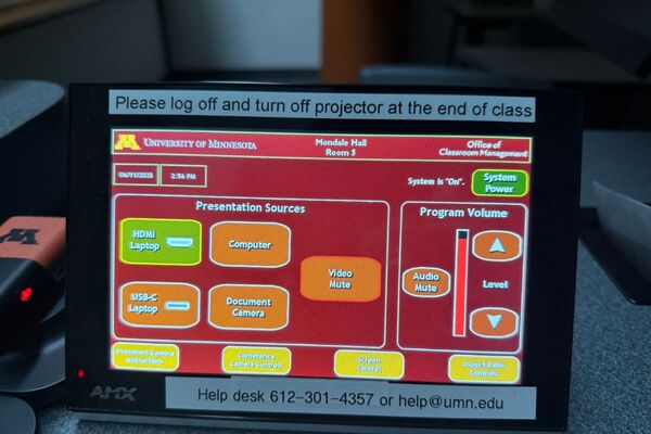 Touchscreen control user interface showing main page
