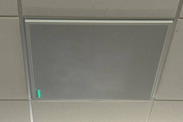 Microphone mounted to the ceiling