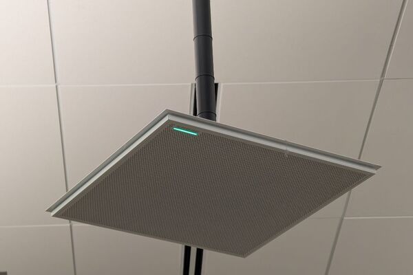  tile mounted to the ceiling to provide microphone coverage over student seating