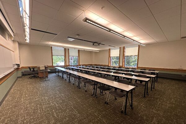 Back of room view of student table and chair seating 