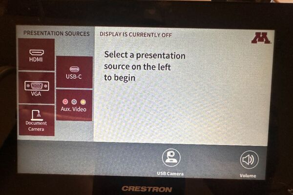 Touchscreen control user interface showing main page