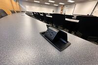 Student desk with built in power outlet