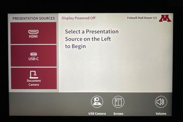 Touchscreen control user interface showing main page