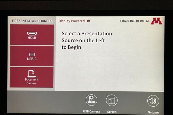 Touchscreen control user interface showing main page