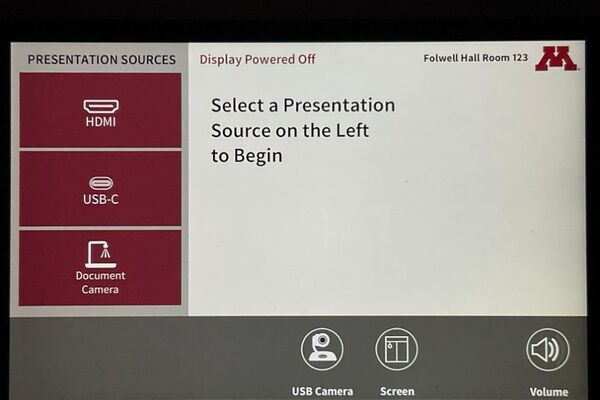 Touchscreen control user interface showing main page
