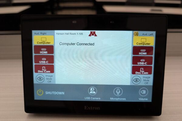 Touchscreen control user interface showing main page
