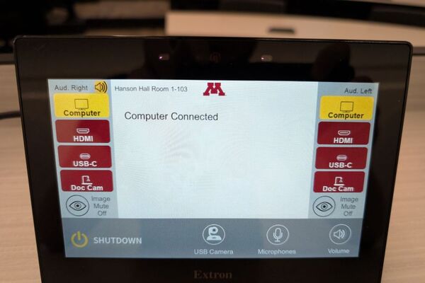 Touchscreen control user interface showing main page