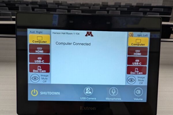 Touchscreen control user interface showing main page