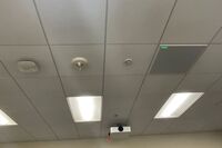 microphone tile mounted to the ceiling to provide coverage over student seating