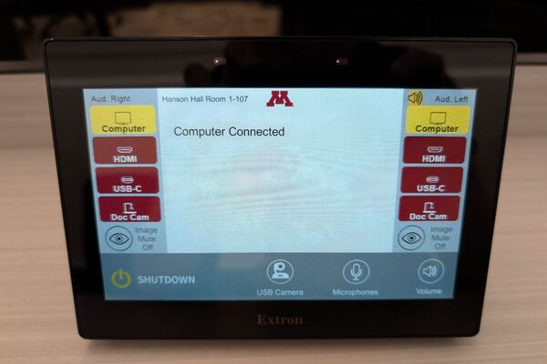 Touchscreen control user interface showing main page