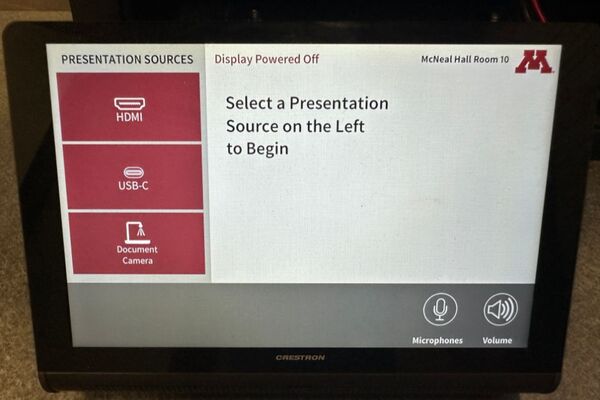 Touchscreen control user interface showing main page