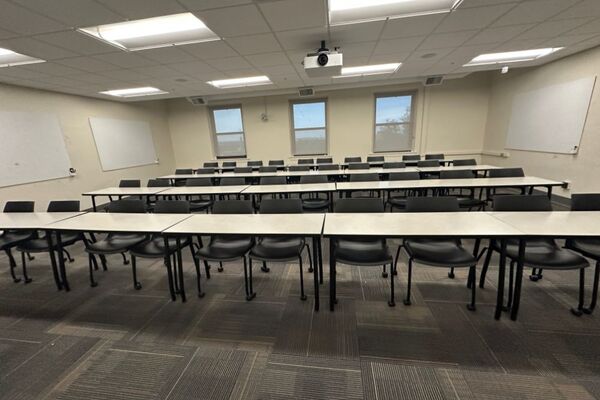 Back of room view of student table and chair seating 