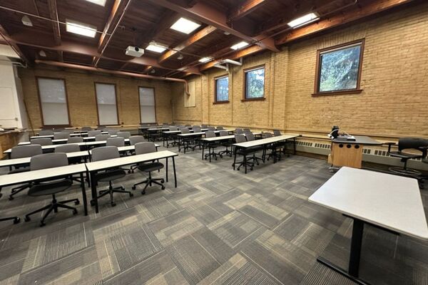 Back of room view of student table and chair seating 
