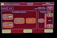 Touchscreen control user interface showing main page
