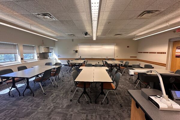 Back of room view of student table and chair seating 
