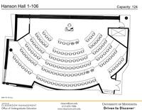 Plan view of the classroom that provides room capacity, seating locations and exits.