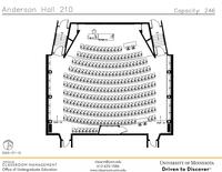 Plan view of the classroom that provides room capacity, seating locations and exits. 