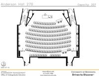 Plan view of the classroom that provides room capacity, seating locations and exits.