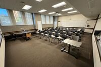 Back of room view of student tablet arm seating 