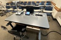 Pedestal - instructor view of the pedestal at the front of the room