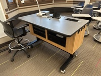 Pedestal - instructor view of the pedestal at the front of the room