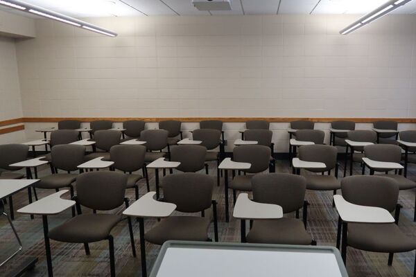Back of room view of student tablet arm seating