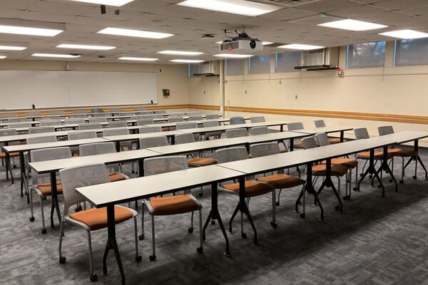 Back of room view of student table and chair seating 