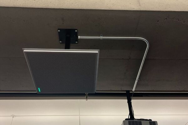 Microphone mounted to the ceiling