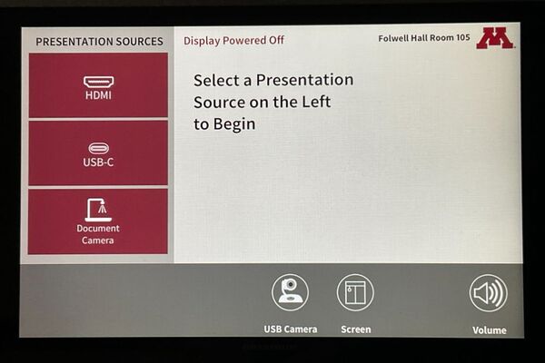 Touchscreen control user interface showing main page