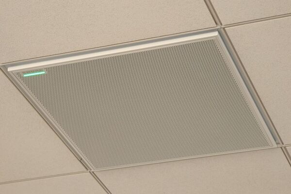 Microphone mounted to the ceiling