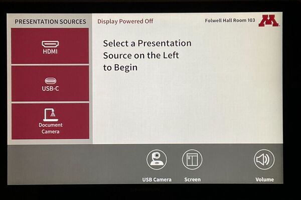 Touchscreen control user interface showing main page
