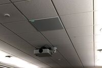 2’ x 2’ tile mounted in the ceiling to provide microphone coverage over student seating