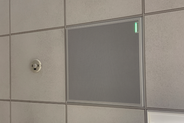 Microphone mounted to the ceiling