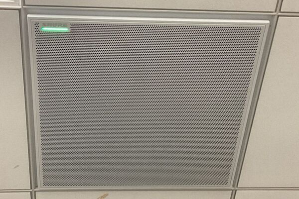 Microphone mounted to the ceiling