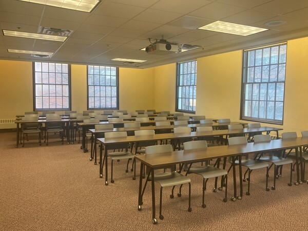 Back of room view of student table and chair seating 