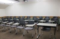 Back of room view of student tablet arm seating 