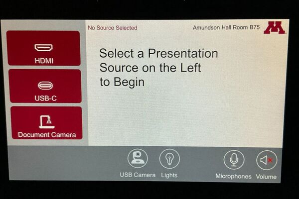 Touchscreen control user interface showing main page