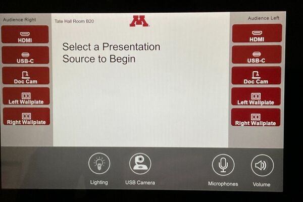 Touchscreen control user interface showing main page