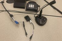 Connections for student provided laptops and push-to-talk microphone